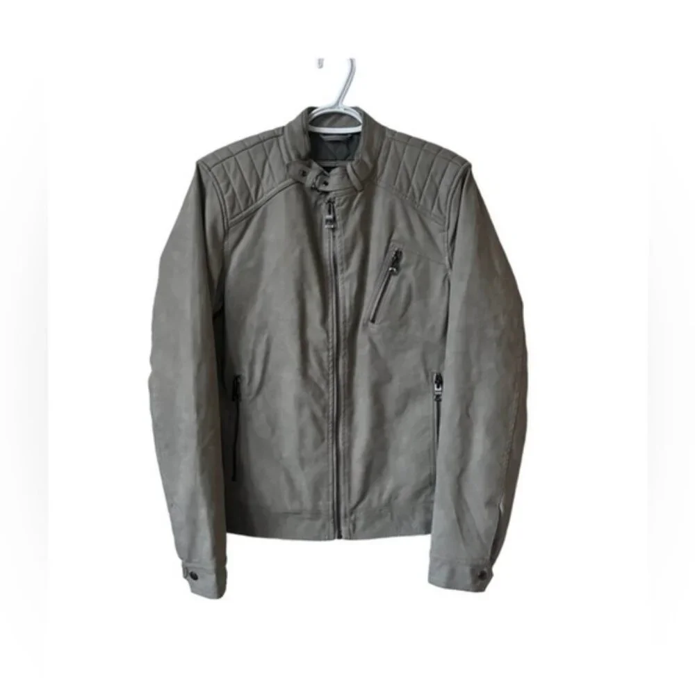 Guess NWT Mens Grey Quilted motorcycle drew suedes Jacket size XS - Picture 2 of 12